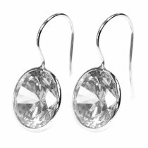 2x Sterling Silver Round Cut Clear CZ Solitaire Crystal French Hook Dangle Earring