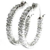 Sterling Silver Round Clear CZ Crystal Hoop Earring 21mm