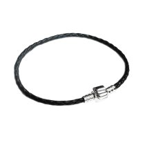 Sterling Silver 3mm Braided Bolo Leather Bracelet w/ Snap Clasp f/ Pandora Troll Chamilia Biagi European Bead Charm 8″