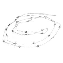 Sterling Silver Round Clear CZ Charm Link Rolo Cable Long Station Chain Necklace 54″