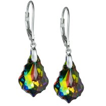 Vitrial Medium Genuine Swarovski Crystals Sterling Silver Leverback Dangle Earrings