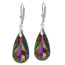Vitrail Medium Genuine Swarovski Crystals Sterling Silver Leverback Dangle Earrings