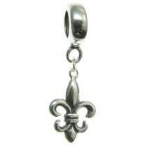 Antique 925 Sterling Silver Fleur-de-lis Scout Flower Cross Dangle Bead for Pandora Troll Chamilia Biagi European Charm Bracelets