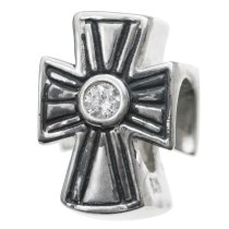 Antique 925 Sterling Silver Holy Cross Clear CZ Crystal Bead for Pandora Troll Chamilia Biagi European Charm Bracelets