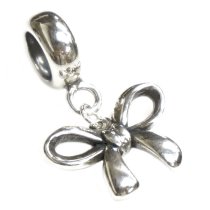 Antique 925 Sterling Silver Ribbon Dangle Bead for Pandora Troll Chamilia Biagi European Charm Bracelets
