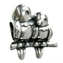 Sterling Silver In love Parrot Birds Kissing Couple Bead for Pandora Troll Chamilia Biagi European Charm Bracelets