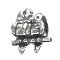 Sterling Silver In love Parrot Birds Kissing Couple Bead for Pandora Troll Chamilia Biagi European Charm Bracelets