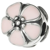 Sterling Silver Pink Rose Enamel Flower Blossom Clip Clasp Lock Bead for Pandora European Charm Bracelets