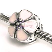 Sterling Silver Pink Rose Enamel Flower Blossom Clip Clasp Lock Bead for Pandora European Charm Bracelets