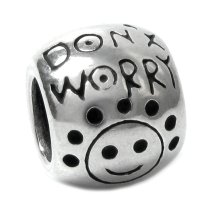 Sterling Silver Don't Worry Be Happy Smile Happy Face Bead for Pandora Troll Chamilia European Charm Bracelets