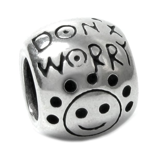 Sterling Silver Don't Worry Be Happy Smile Happy Face Bead for Pandora Troll Chamilia European Charm Bracelets