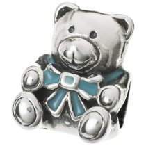 Sterling Silver Blue Enamel Teddy Bear Doll European Screw-on Bead for Pandora Troll Chamilia European Charm Bracelets