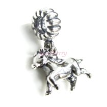 Sterling Silver Little Pony Dangle Bead for Pandora Troll Chamilia Biagi European Charm Bracelets