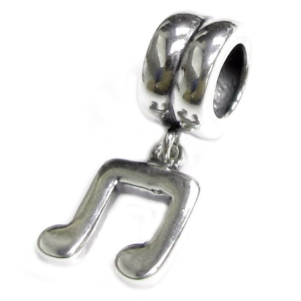 Sterling Silver Music Note Dangle Bead for Pandora Troll Chamilia Biagi European Charm Bracelets