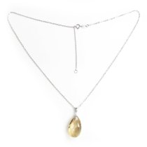 Swarovski Crystal Teardrop Golden Shadow Pendant Sterling Silver Adjustable Chain Necklace 16" w/ 2" Extender 18"