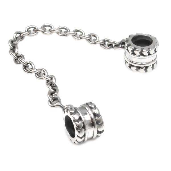 Antique 925 Sterling Silver Hearts Screwed Safety Chain Bead for Pandora Chamilia European Charm Bracelets