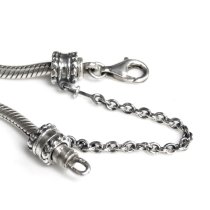 Antique 925 Sterling Silver Hearts Screwed Safety Chain Bead for Pandora Chamilia European Charm Bracelets