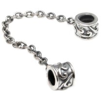 Antique 925 Sterling Silver Leaf Flower Stopper Safety Chain Bead for Pandor Chamilia European Charm Bracelets