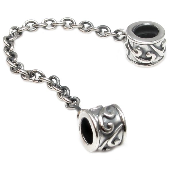 Antique 925 Sterling Silver Leaf Flower Stopper Safety Chain Bead for Pandor Chamilia European Charm Bracelets