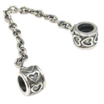 Antique 925 Sterling Silver Infinity Heart Lots love Stopper Safety Chain Screw Bead for Pandora Chamilia European Charm Bracelets