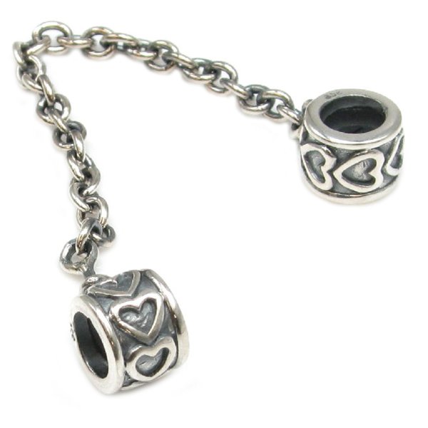 Antique 925 Sterling Silver Infinity Heart Lots love Stopper Safety Chain Screw Bead for Pandora Chamilia European Charm Bracelets