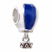 Sterling Silver Blue and White Hot Air Balloon Travel Dangle Bead for Pandora Troll Chamilia Biagi European Charm Bracelets