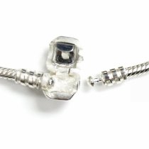 Sterling Silver 3mm Snake Bracelet with Bead Snap Clasp for Pandora European Bead Charm 8"