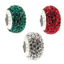Christmas Holiday Bead Red Green White Swarovski Element Pave Bling F/ Pandora Troll Chamilia Biagi European Charm Bracelets