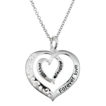 Sterling Silver Mother Daughter Forever Love Heart Dangle Charm Pendant Chain Necklace 16″+2″ Extender