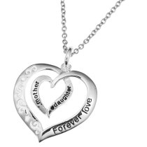Sterling Silver Mother Daughter Forever Love Heart Dangle Charm Pendant Chain Necklace 16"+2" Extender