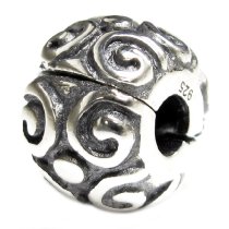 Antique 925 Sterling Silver Round Swirl Flower Clip Lock Bead for Pandora Troll Chamilia Biagi European Charm Bracelets