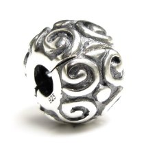 Antique 925 Sterling Silver Round Swirl Flower Clip Lock Bead for Pandora Troll Chamilia Biagi European Charm Bracelets