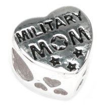 Sterling Silver Patriotic Heart USA Flag Military Mom Enamel Love w/ Star Bead for Pandora Troll Chamilia Biagi European Charm Bracelets