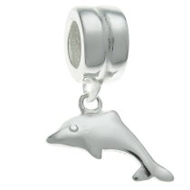 Sterling Silver Dancing Leaping Dolphin Dangle Bead for Pandora Troll Chamilia Biagi European Charm Bracelets