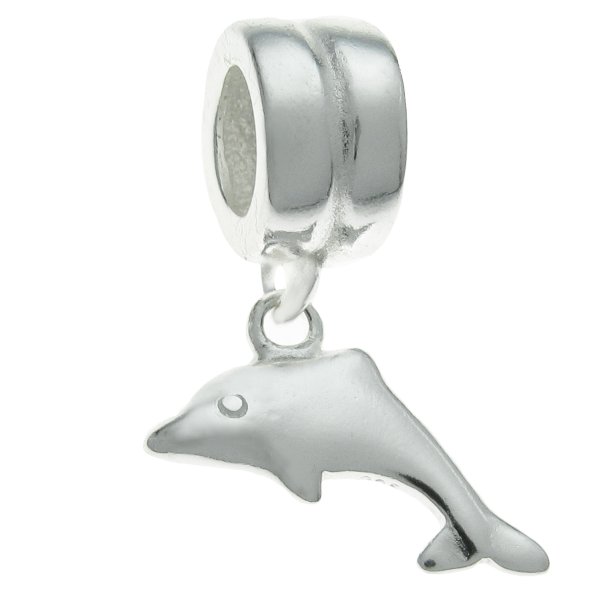 Sterling Silver Dancing Leaping Dolphin Dangle Bead for Pandora Troll Chamilia Biagi European Charm Bracelets