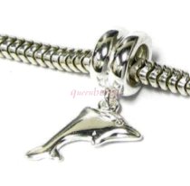 Sterling Silver Dancing Leaping Dolphin Dangle Bead for Pandora Troll Chamilia Biagi European Charm Bracelets
