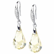 Swarovski Elements Crystal Helix Swirl Teardop Pendant 18mm Golden Shadow Earwires Dangle Earrings Make with Swarovski Elements