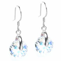 Swarovski Elements Crystal Briolette Bead Rondelle Clear AB Crystal Dangle Earrings