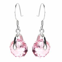 Swarovski Elements Crystal Briolette Rondelle Light Rose Pink Crystal Dangle Earrings Made with Swaroski Elements Crystal