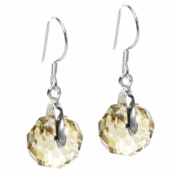 Swarovski Elements Crystal Briolette Bead Rondelle Golden Shadow Crystal Dangle Earrings Made with Swarovski Elements Crystal