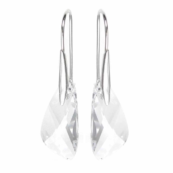Swarovski Elements Crystal Wing Inspire Clear Sterling Silver Dangle Earrings Made with Swarovski Earrings