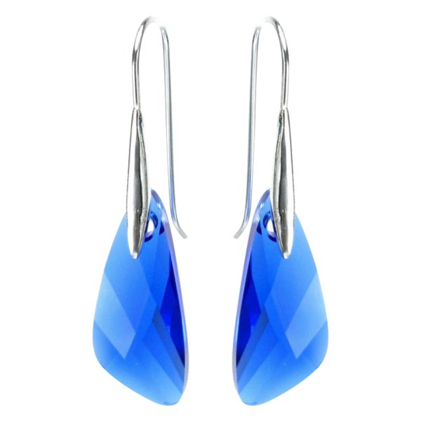 Swarovski Elements Crystal Wing Inspire Capri Sapphire Blue Sterling Silver Dangle Earrings made with Swarovski Earrings