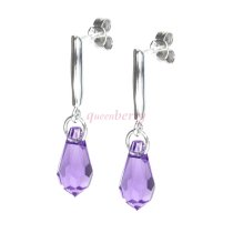 Swarovski Elements Crystal Teardrop Tanzanite Sterling Silver Dangle Stud Earring Posts Made with Swarovski Elements Crystal