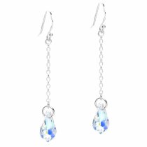 Sterling Silver Swarovski Elements Crystal Aurora Borealis Clear AB Teardrop Earrings Made with Swarovski Elements Crystal