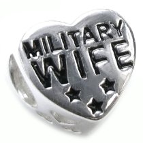 Sterling Silver Military Wife Heart with Love Patriotic USA Flag Blue Red White Enamel Bead For Pandora Troll Chamilia Biagi European Charm Bracelets