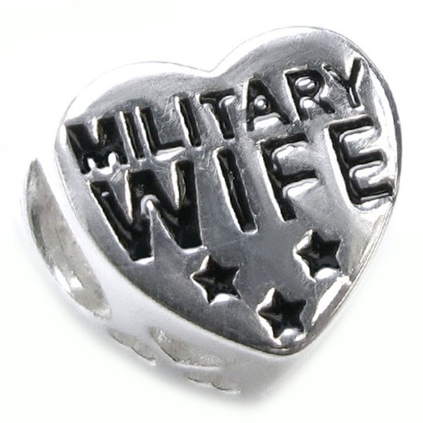 Sterling Silver Military Wife Heart with Love Patriotic USA Flag Blue Red White Enamel Bead For Pandora Troll Chamilia Biagi European Charm Bracelets