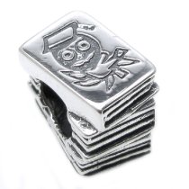 Sterling Silver Wise Owl Scholar Books Education Bead for Pandora Troll Chamilia Biagi European Charm Bracelets