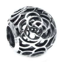 Antique Sterling Silver Round Rose Flower Filigree Bead for Pandora Troll Chamilia Biagi European Charm Bracelets