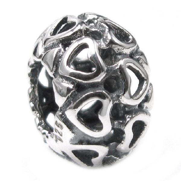 Antique 925 Sterling Silver Round Hearts Infinity Love Bead for Pandora Troll Chamilia Biagi European Charm Bracelets