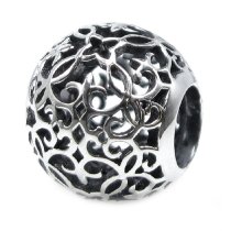 Antique 925 Sterling Silver Round Lots of Flower Filigree Bead for Pandora Troll Chamilia Biagi European Charm Bracelets